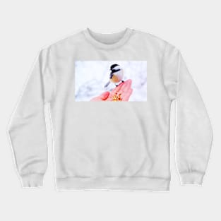 Hand Feeding a Chickadee Crewneck Sweatshirt